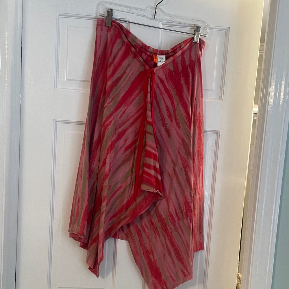 Vibrant Asymmetrical Red and Pink Skirt
